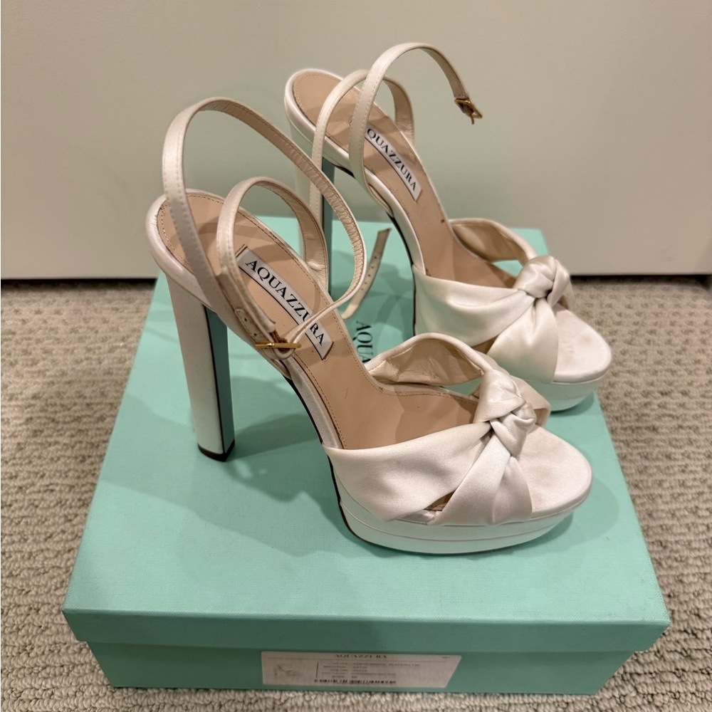 Aquazzura Elegant White Satin Heels